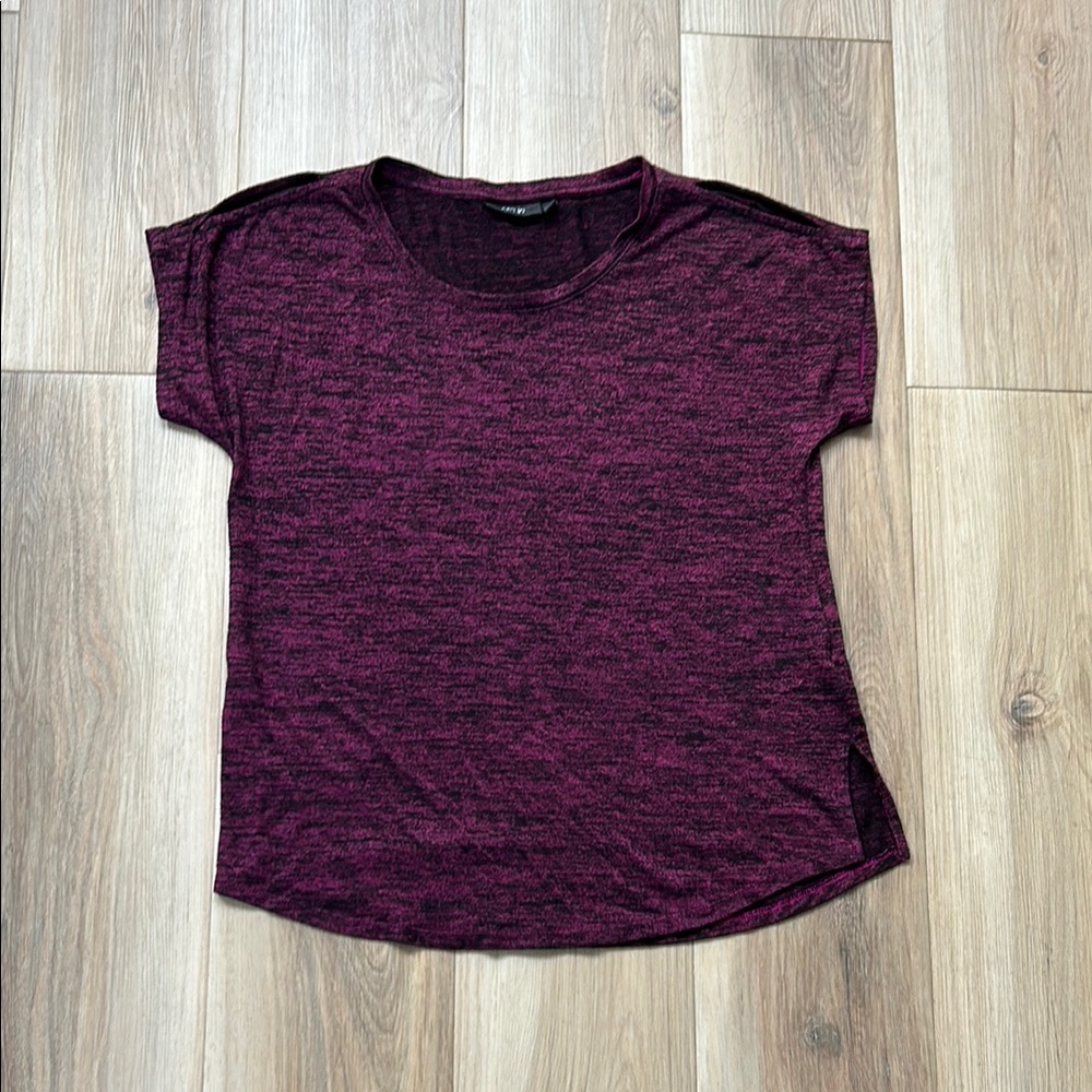 Apt 9 Women's Pink and Black Peekaboo Shoulder Short Sleeve Shirt